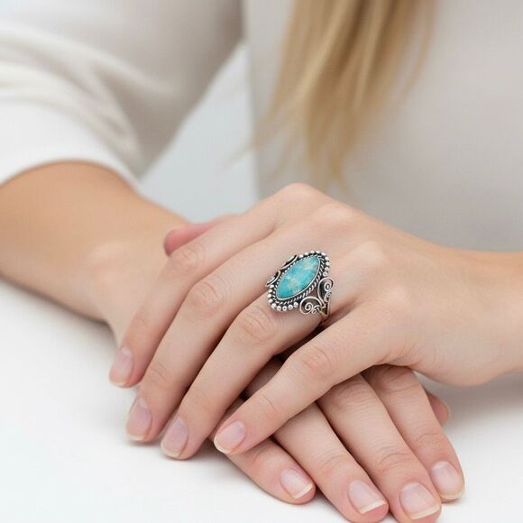 Brave Spirit Genuine Turquoise Ring Sterling Silver Western Cowgirl Jewelry - Picture 9 of 9